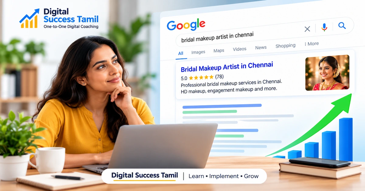 Business owner searching on Google to understand SEO